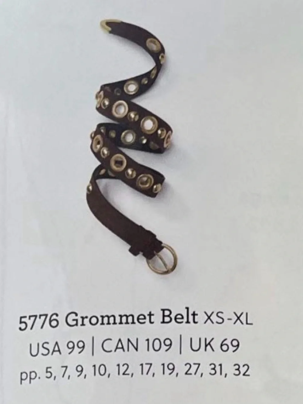 NWT | CAbi Grommet Belt | Style 5776 | Size Medium | Gold Hardware